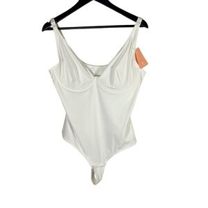 Feelingirl Women's White Bodysuit Shapewear 1 Piece XL Stretch Slimming‎ Shaper
